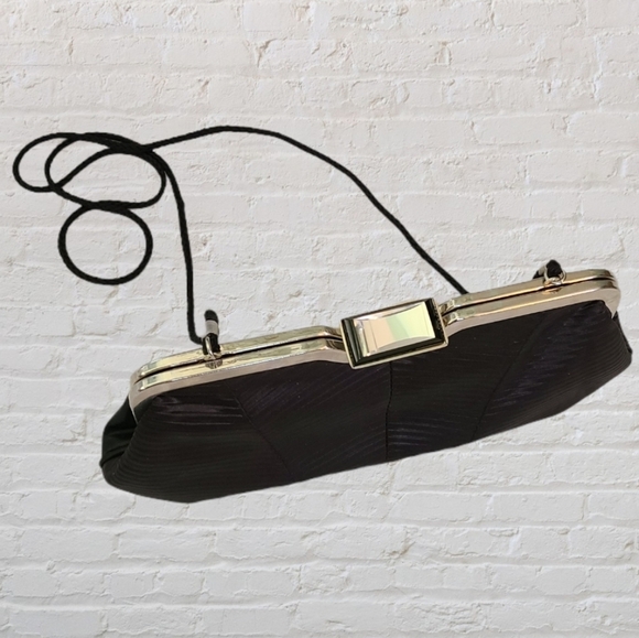 Kate Landry Black Clutch with Rhinestone Closure - Picture 3 of 9